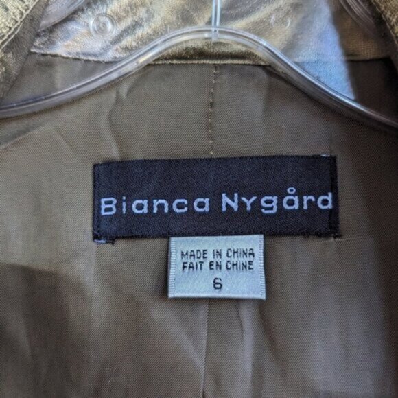 Gold metallic floral paisley Bianca Nygard open jacket - Picture 7 of 8